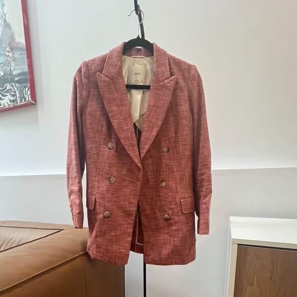 ARITZIA – Wilfred Margaux Tweed Blazer – Guava Pink – Size 0 - Picture 1 of 4